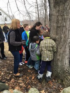 Governor Hassan tapping a tree at Treats Sugarhouse in Bow